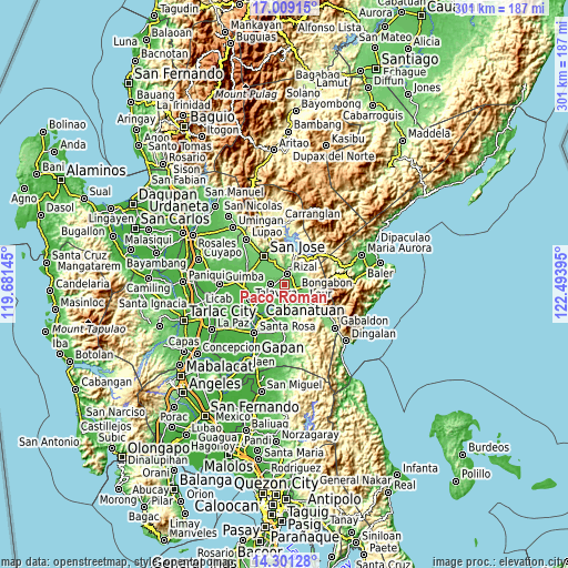 Topographic map of Paco Roman