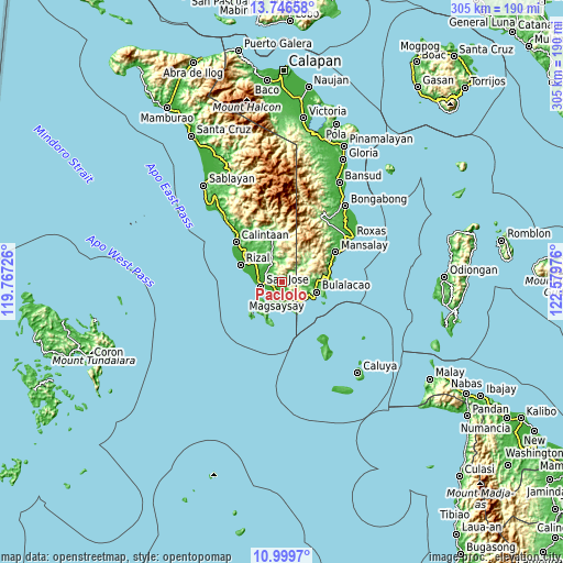 Topographic map of Paclolo