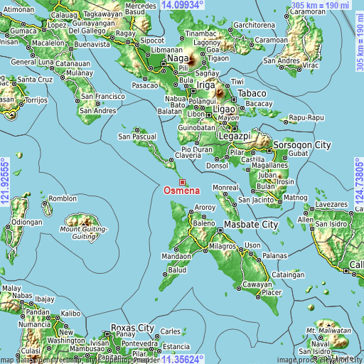 Topographic map of Osmeña