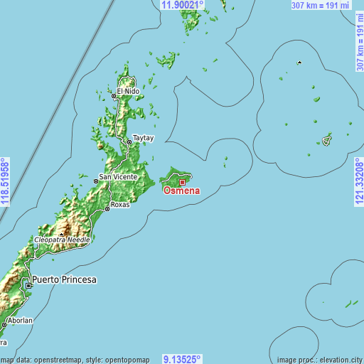Topographic map of Osmeña