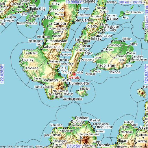 Topographic map of Oslob