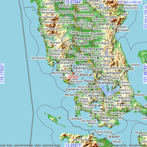 Topographic map of Orion