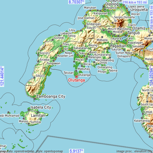 Topographic map of Olutanga