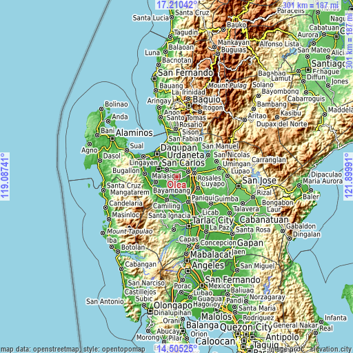 Topographic map of Olea