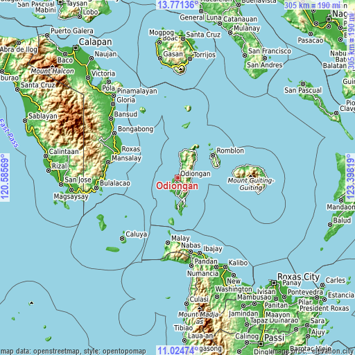 Topographic map of Odiongan