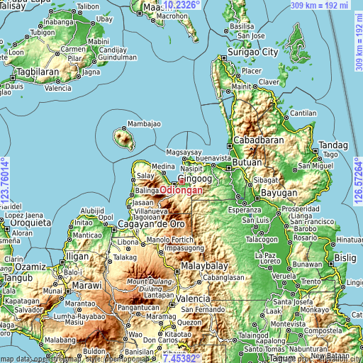 Topographic map of Odiongan