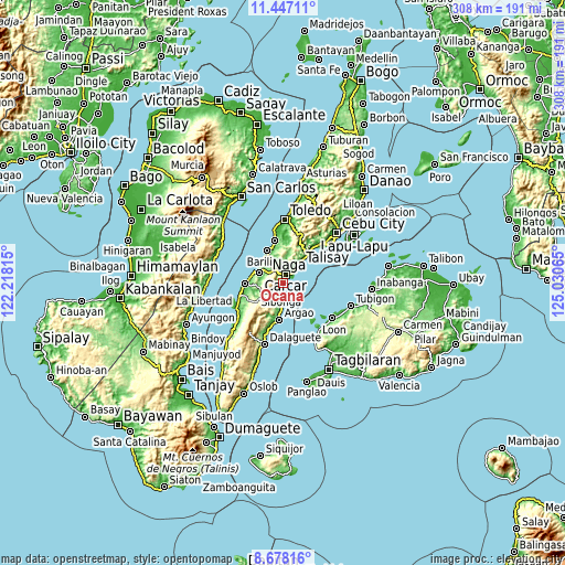 Topographic map of Ocaña