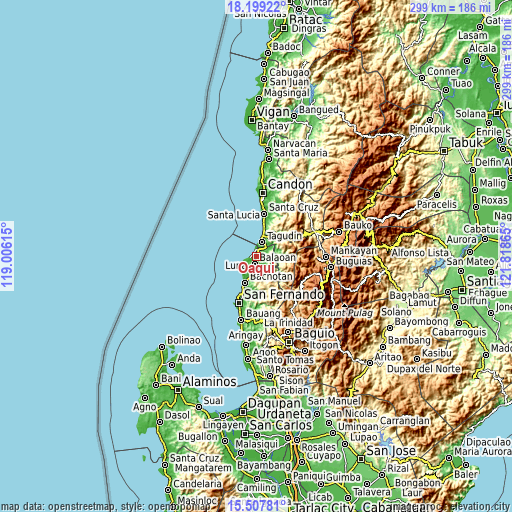 Topographic map of Oaqui