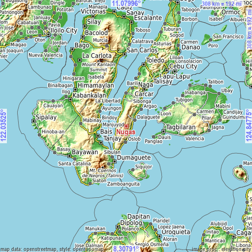 Topographic map of Nugas