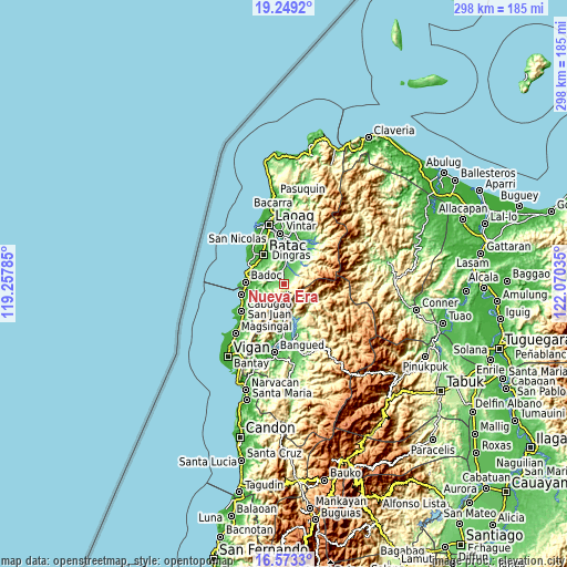 Topographic map of Nueva Era