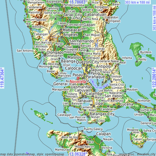 Topographic map of Noveleta