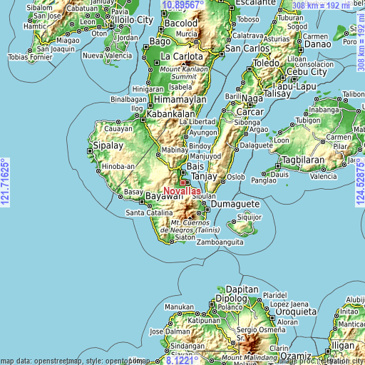 Topographic map of Novallas