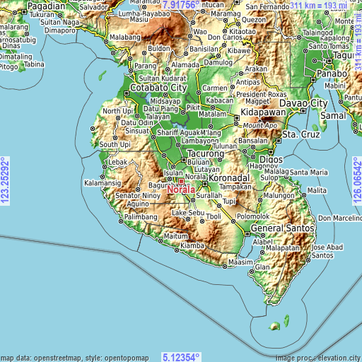 Topographic map of Norala