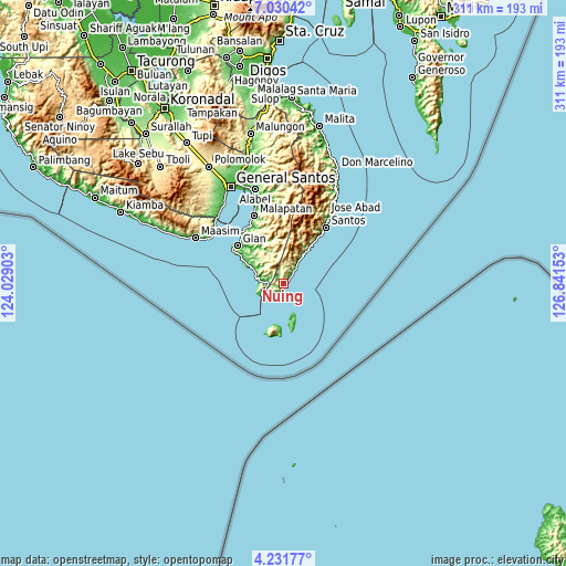 Topographic map of Nuing