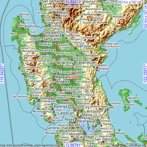 Topographic map of Nieves