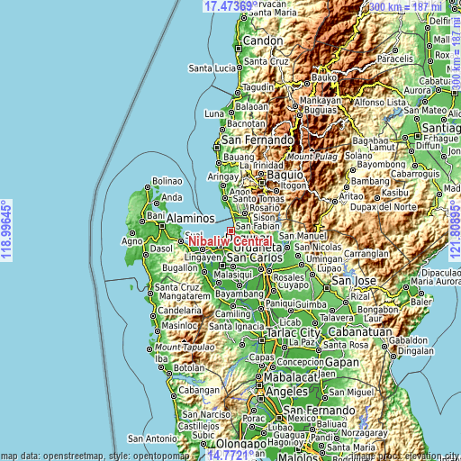 Topographic map of Nibaliw Central