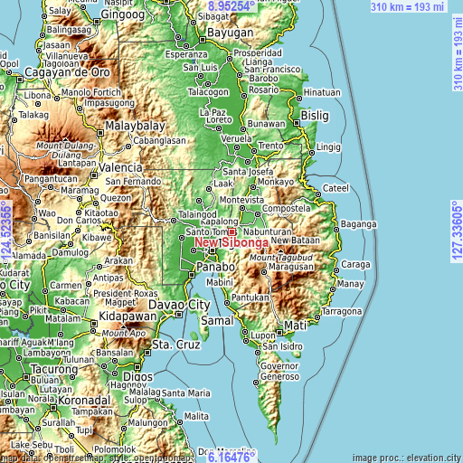 Topographic map of New Sibonga