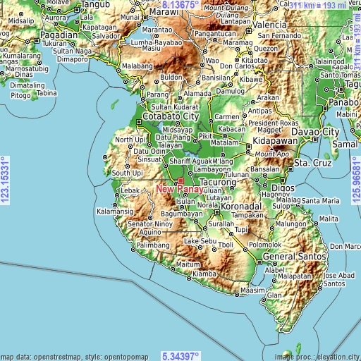 Topographic map of New Panay