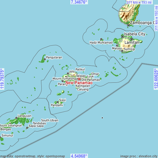 Topographic map of New Panamao