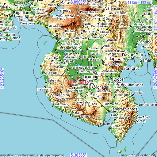 Topographic map of New Lagao