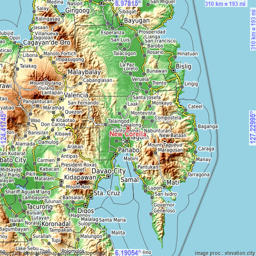 Topographic map of New Corella