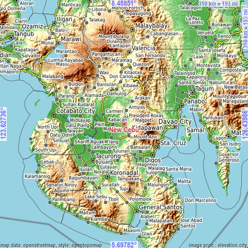 Topographic map of New Cebu