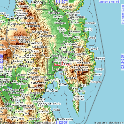 Topographic map of New Bohol