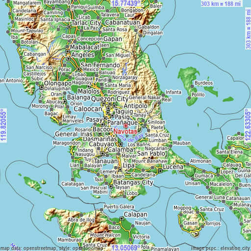 Topographic map of Navotas