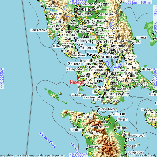 Topographic map of Nasugbu