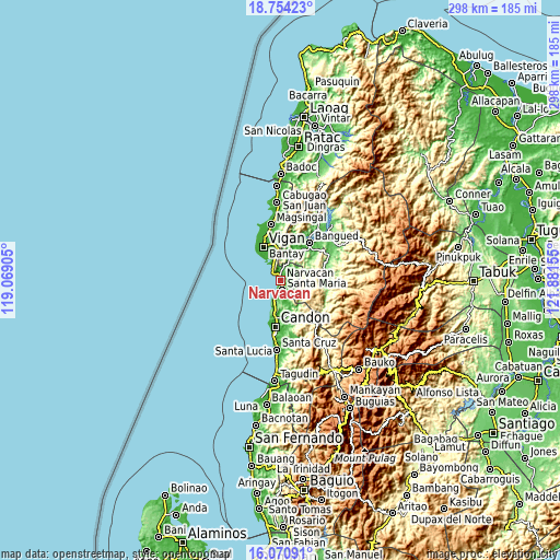 Topographic map of Narvacan