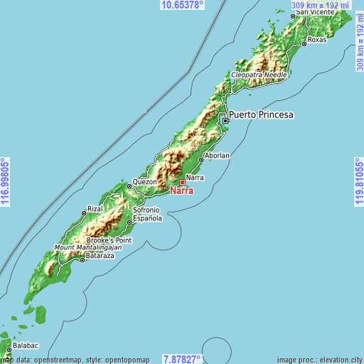 Topographic map of Narra