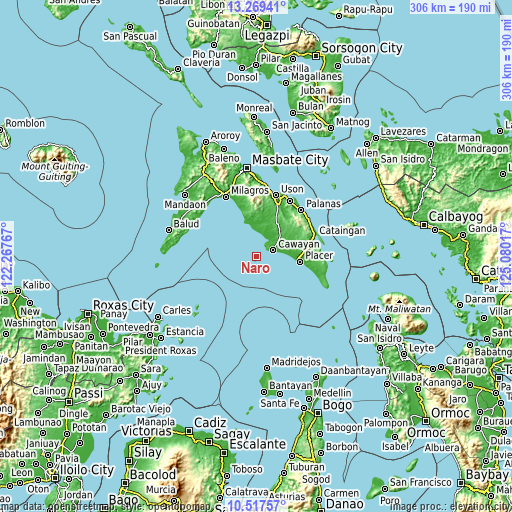 Topographic map of Naro