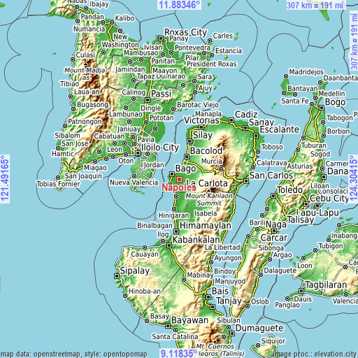 Topographic map of Napoles