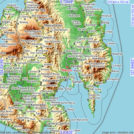 Topographic map of Nanyo