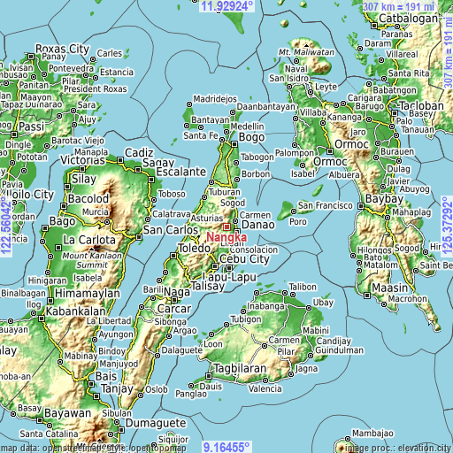 Topographic map of Nangka