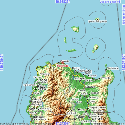 Topographic map of Namuac