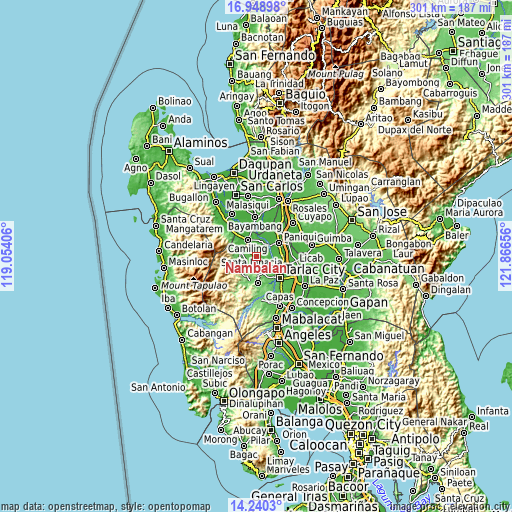 Topographic map of Nambalan