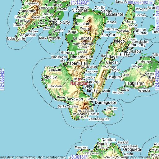 Topographic map of Nalundan