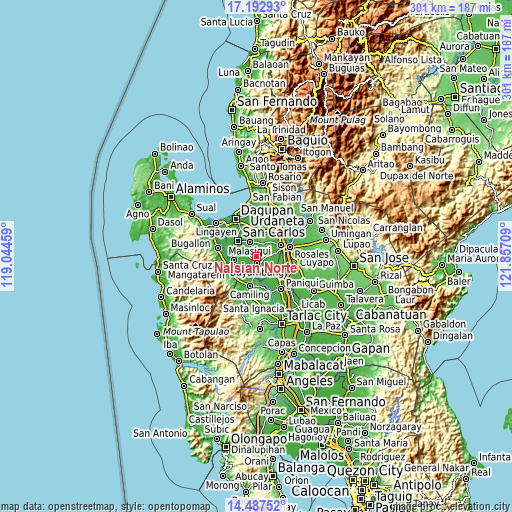 Topographic map of Nalsian Norte