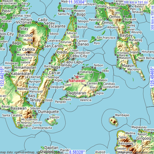 Topographic map of Nahawan