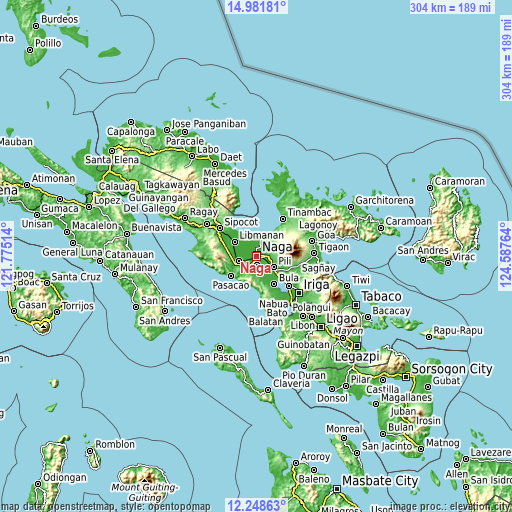 Topographic map of Naga