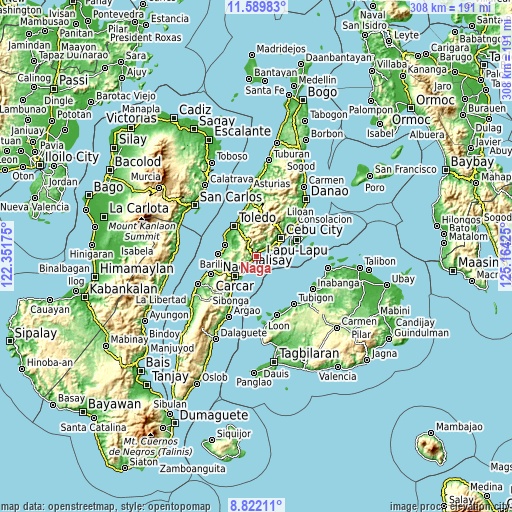 Topographic map of Naga