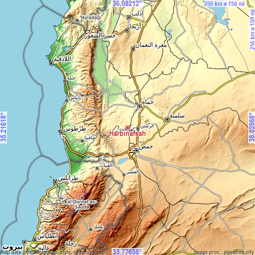 Topographic map of Ḩarbinafsah