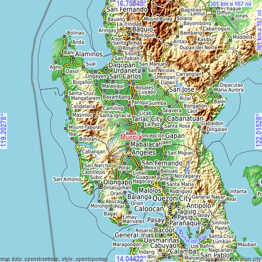 Topographic map of Murcia