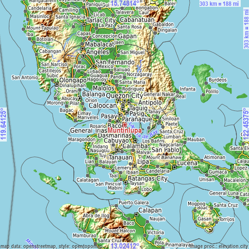 Topographic map of Muntinlupa