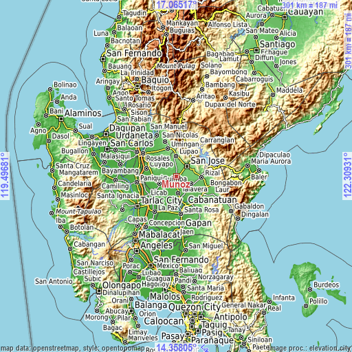 Topographic map of Muñoz