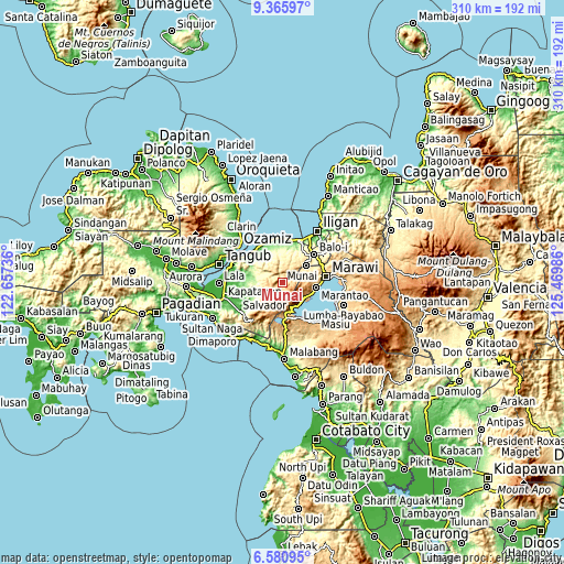 Topographic map of Munai