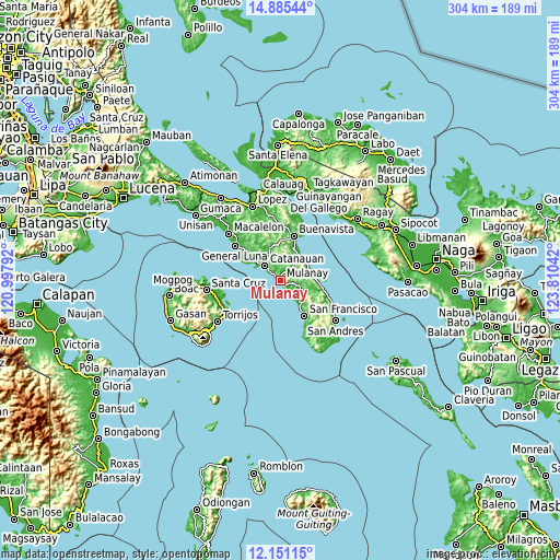 Topographic map of Mulanay