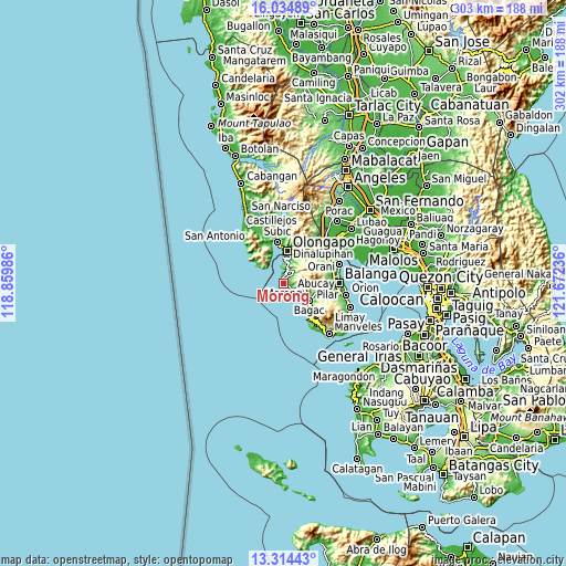 Topographic map of Morong