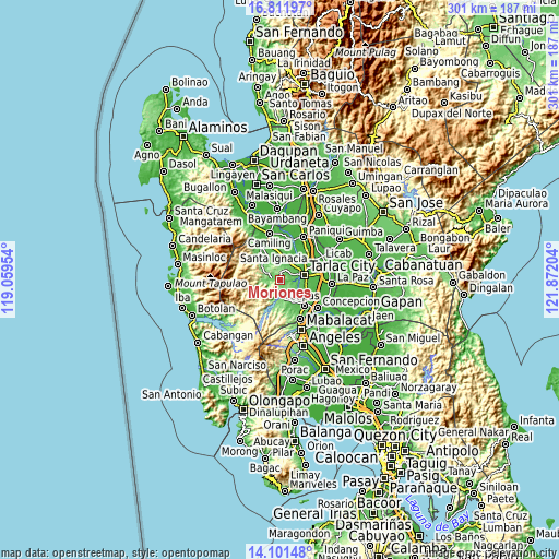 Topographic map of Moriones